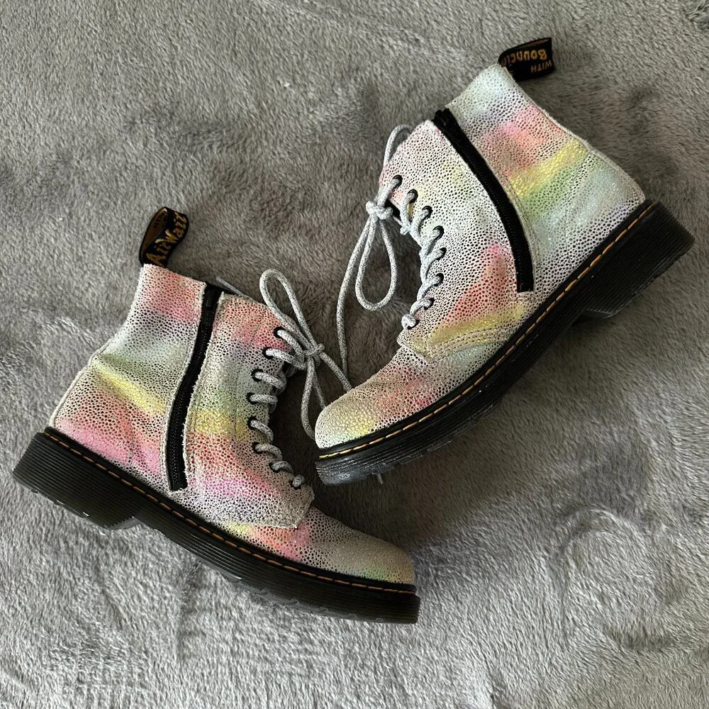 Dr. Martens Pascal Rainbow Iridescent Boots Kids Size 3 Girls Shoes